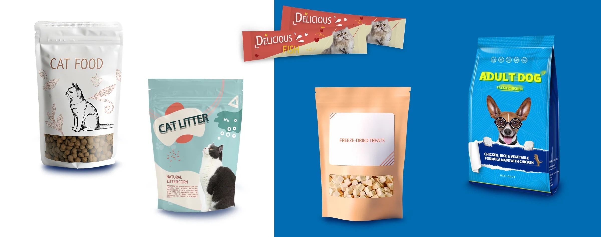 Bolsa de embalaje para alimentos para mascotas - Diseñadas con excelente resistencia al aceite, resistencia a la perforación y sellado hermético para garantizar frescura y durabilidad óptimas.